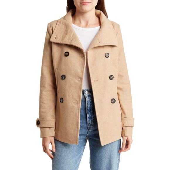 Thread & Supply Tan Double Breasted Peacoat - Picture 1 of 10